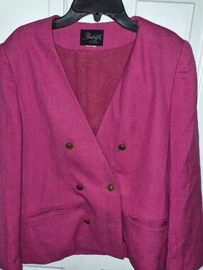 vintage Radcliffe Petite pink double-breasted blazer with gold-tone buttons
